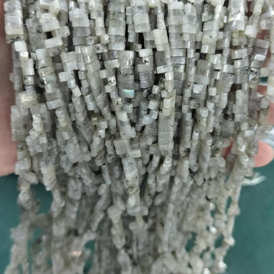 No_207_Natural White Labradorite Double Hole Square Bead_5*2mm_(Sold Per Strand)