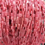 No_217_Synthetic Red Rhodonite Double Hole Square Bead_5*5mm_(Sold Per Strand)