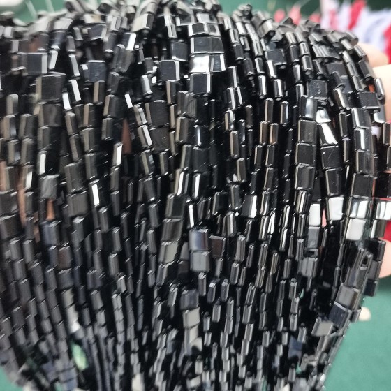 No_228_Synthetic Black Stone Double Hole Square Bead_5*5mm_(Sold Per Strand)