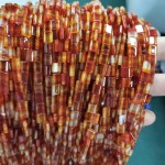 No_229_Natural Red Agate Double Hole Square Bead_5*5mm_(Sold Per Strand)
