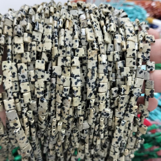 No_236_Natural Dalmation Jasper Double Hole Square Bead_5*5mm_(Sold Per Strand)