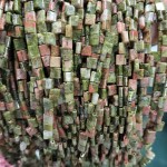 No_243_Natural Unakite Double Hole Square Bead_5*5mm_(Sold Per Strand)
