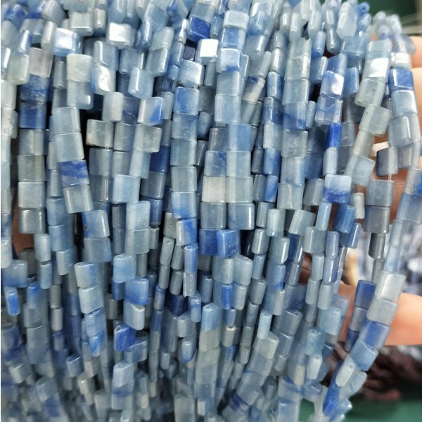 No_247_Natural Blue Aventurine Double Hole Square Bead_5*5mm_(Sold Per Strand)