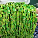 No_257_Synthetic Fruit Green Imperial Jasper Double Hole Square Bead_5*5mm_(Sold Per Strand)