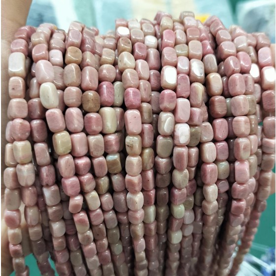 No_264_Natural Rhodonite Rectangle Nugget Beads_4*7mm_(Sold Per Strand)