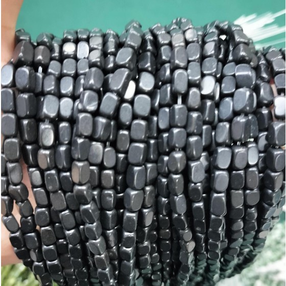 No_265_Natural Black Stone Rectangle Nugget Beads_4*7mm_(Sold Per Strand)