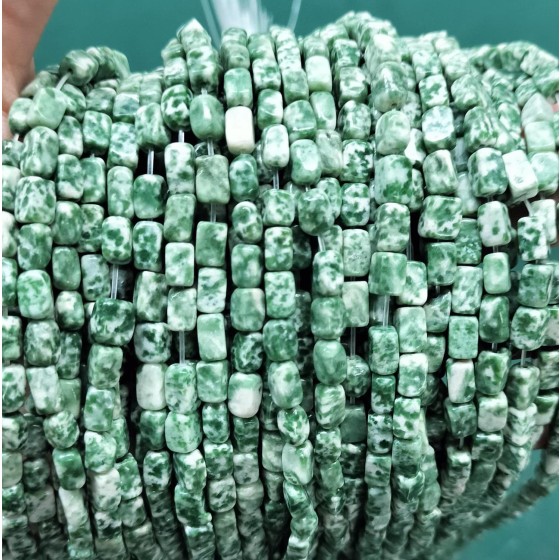 No_272_Natural Green Dot Stone Rectangle Nugget_4*7mm_(Sold Per Strand)