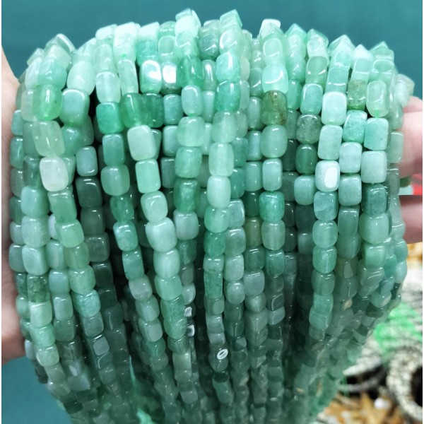 No_274_Natural Green Aventurine Rectangle Nugget_4*7mm_(Sold Per Strand)