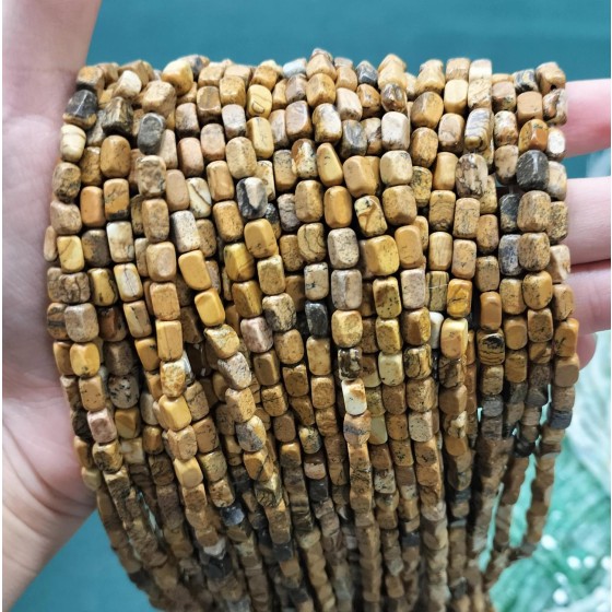 No_279_Natural Picture Jasper Rectangle Nugget_4*7mm_(Sold Per Strand)