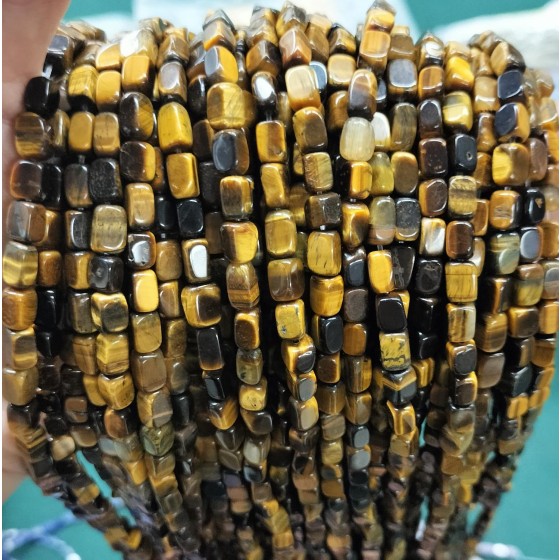 No_285_Natural Yellow Tiger Eye Stone Rectangle Nugget_4*7mm_(Sold Per Strand)