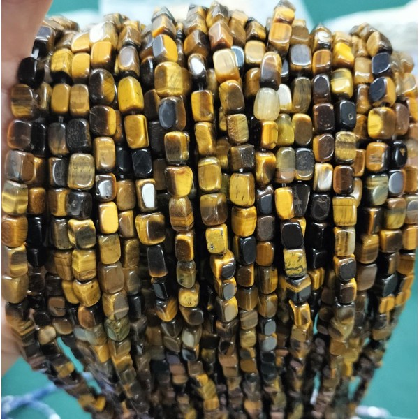 No_285_Natural Yellow Tiger Eye Stone Rectangle Nugget_4*7mm_(Sold Per Strand)