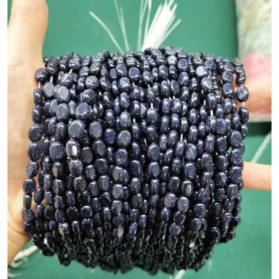 No_299_Synthetic Blue Sandstone Oval Beads_6*8mm_(Sold Per Strand)