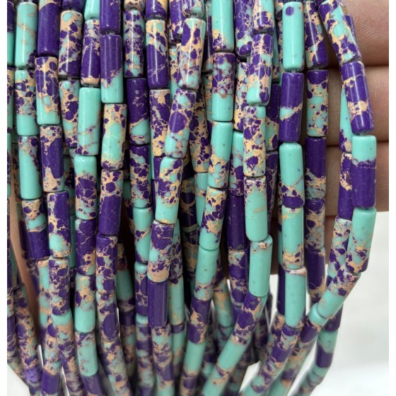 No_2109_Synthetic Purple Imperial Jasper Round Tube_4*13mm_(Sold Per Strand)