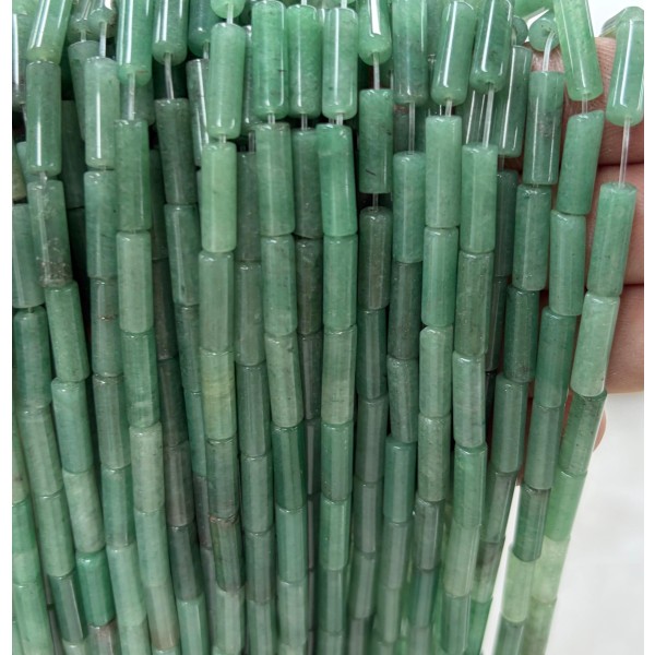 No_2119_Natural Green Aventurine Round Tube_4*13mm_(Sold Per Strand)