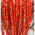 No_2120_Enhanced Orange Imperial Jasper Round Tube_4*13mm_(Sold Per Strand)