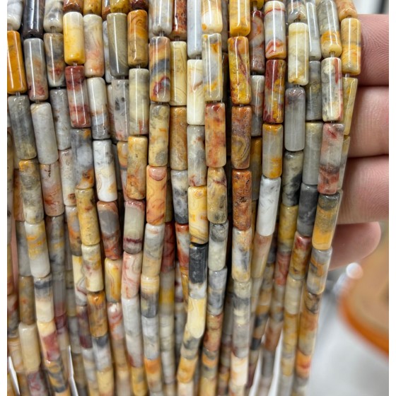 No_2131_Natural Crazy Lace Agate Round Tube_4*13mm_(Sold Per Strand)