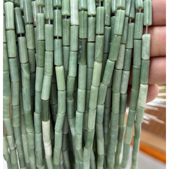 No_2132_Natural Lushan Jade Round Tube_4*13mm_(Sold Per Strand)