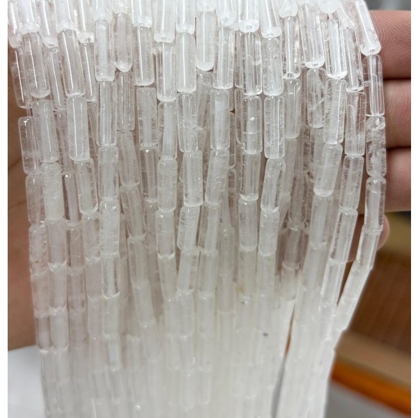 No_2135_Natural White Crystal Round Tube_4*13mm_(Sold Per Strand)