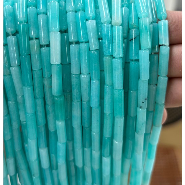 No_2137_Imitated Amazonite Chalcedony Round Tube_4*13mm_(Sold Per Strand)