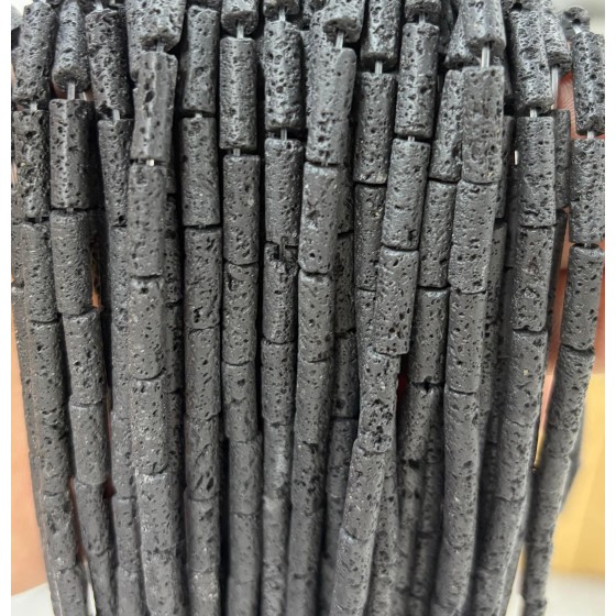 No_2138_Natural Volcanic Stone Round Tube_4*13mm_(Sold Per Strand)