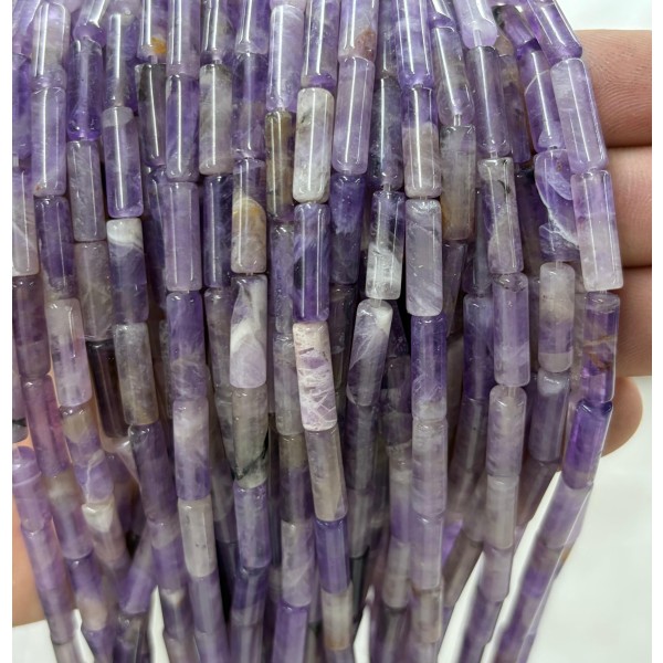 No_2141_Natural Amethyst Round Tube_4*13mm_(Sold Per Strand)
