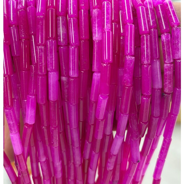 No_2142_Enhanced Rose Red Chalcedony Round Tube_4*13mm_(Sold Per Strand)