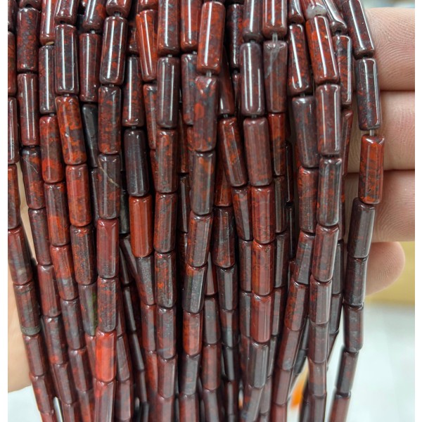 No_2143_Natural Red Jasper Round Tube_4*13mm_(Sold Per Strand)