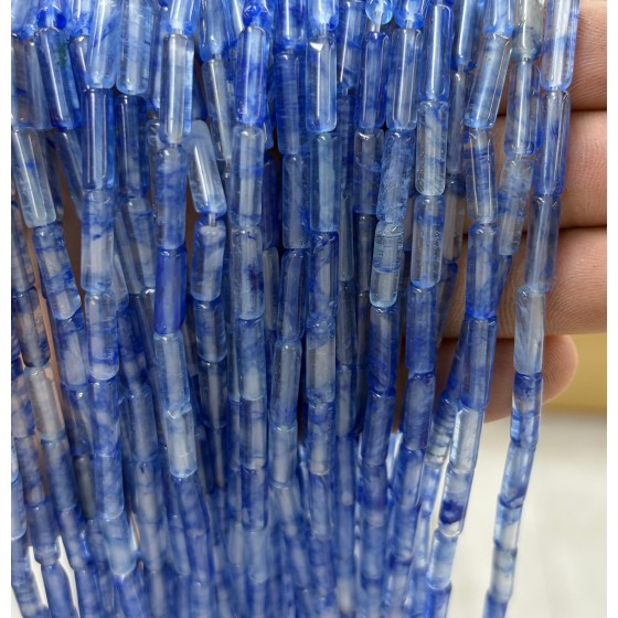No_2145_Synthetic Watermelon Blue Crystal Round Tube_4*13mm_(Sold Per Strand)