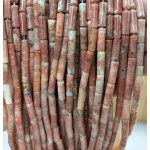 No_2155_Natural Red Cotton Agate Round Tube_4*13mm_(Sold Per Strand)