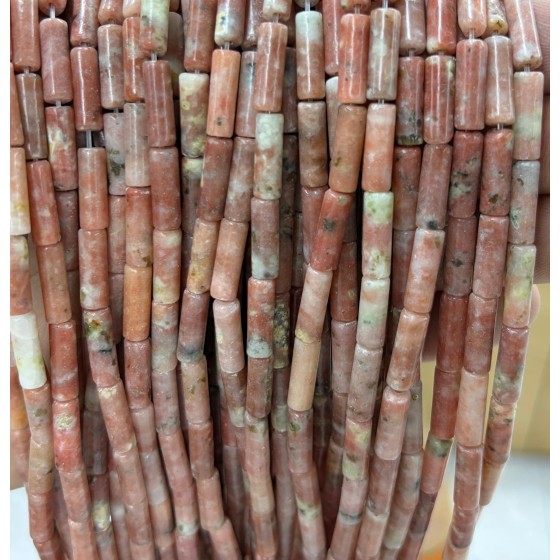 No_2155_Natural Red Cotton Agate Round Tube_4*13mm_(Sold Per Strand)