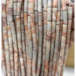 No_2156_Natural Red Network Jasper Round Tube_4*13mm_(Sold Per Strand)
