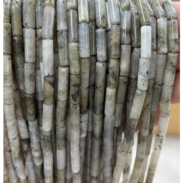 No_2164_Natural White Labradorite Round Tube_4*13mm_(Sold Per Strand)