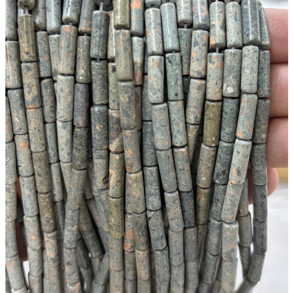 No_2168_Natural Orange Speckled Jasper Round Tube_4*13mm_(Sold Per Strand)
