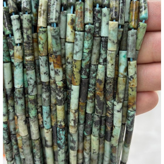 No_2179_Natural African Turquoise Round Tube_4*13mm_(Sold Per Strand)