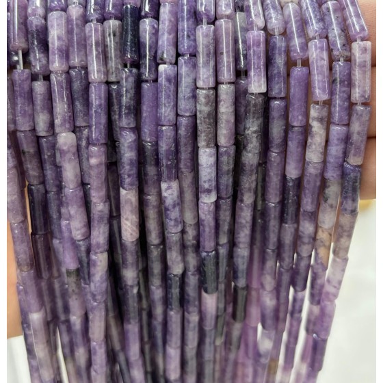 No_2183_Natural  Purple Lepidolite Round Tube_4*13mm_(Sold Per Strand)