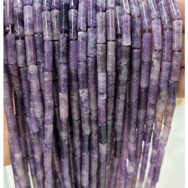 No_2183_Natural  Purple Lepidolite Round Tube_4*13mm_(Sold Per Strand)