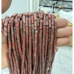 No_2186_Natural Sesame Red Jasper Round Tube_4*13mm_(Sold Per Strand)