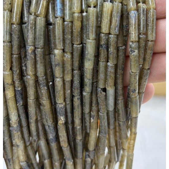 No_2187_Natural Labradorite Round Tube_4*13mm_(Sold Per Strand)