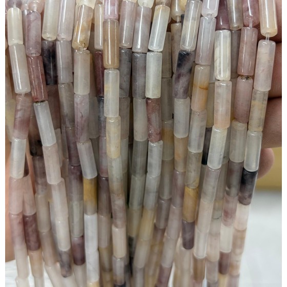 No_2189_Natural Lavender Agate Round Tube_4*13mm_(Sold Per Strand)