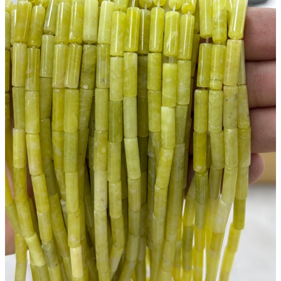 No_2191_Natural Lemon Jade Round Tube_4*13mm_(Sold Per Strand)