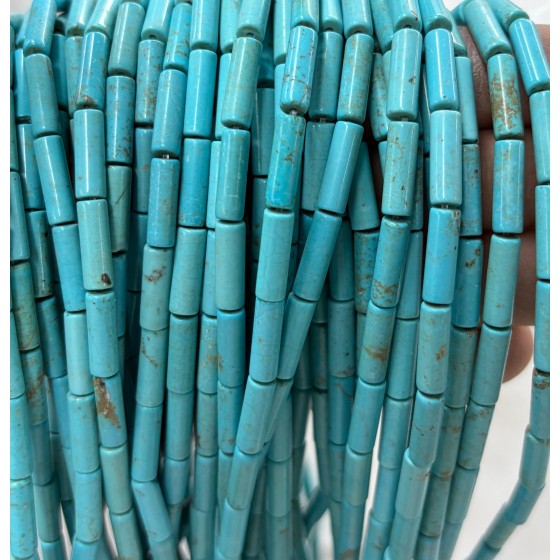 No_2193_Enhanced Blue Turquoise Round Tube_4*13mm_(Sold Per Strand)