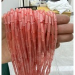No_2195_Synthetic Watermelon Red Crystal Round Tube_4*13mm_(Sold Per Strand)