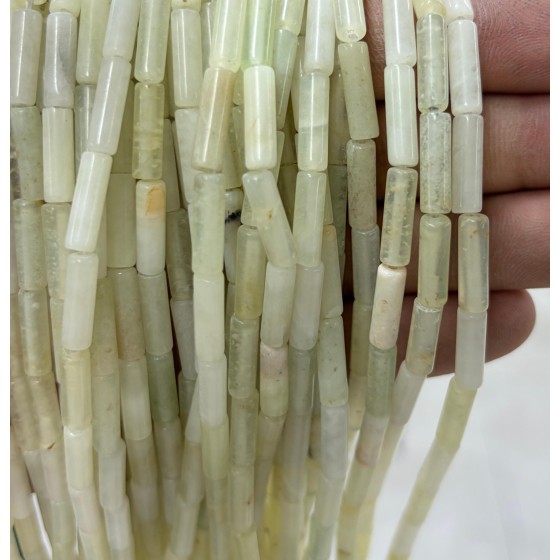 No_2197_Natural New Jade Round Tube_4*13mm_(Sold Per Strand)