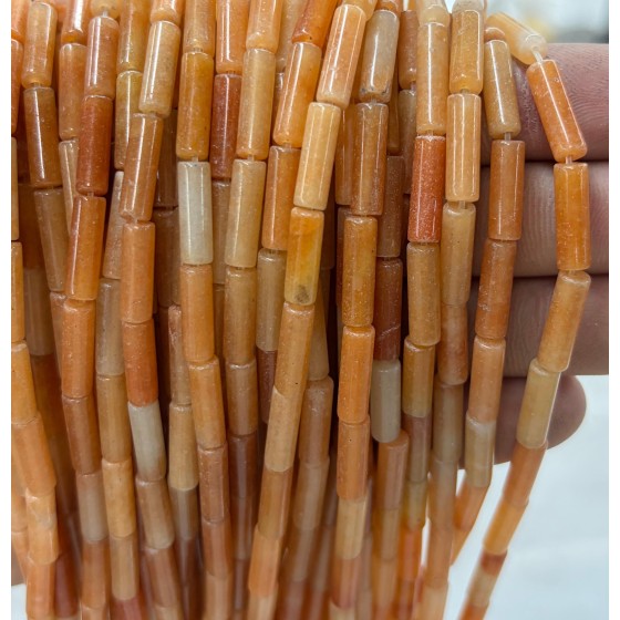 No_2204_Natural Red Aventurine Round Tube_4*13mm_(Sold Per Strand)