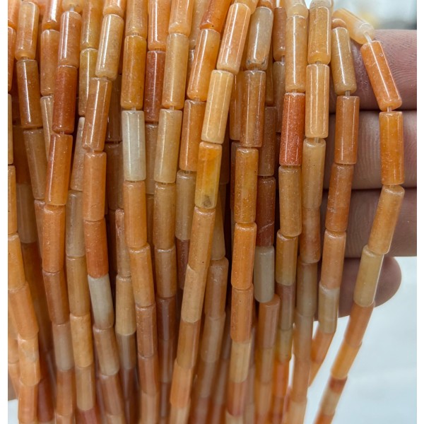No_2204_Natural Red Aventurine Round Tube_4*13mm_(Sold Per Strand)