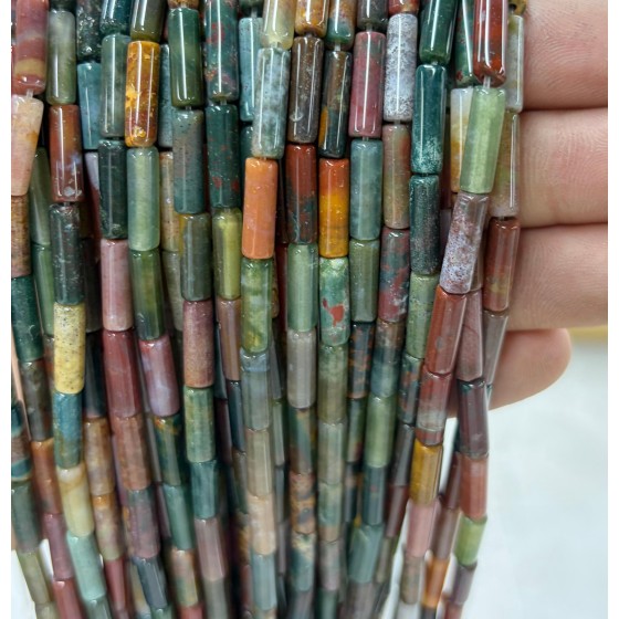 No_2206_Natural Indian Agate Round Tube_4*13mm_(Sold Per Strand)