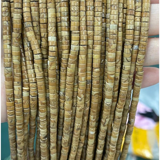 No_2211_Natural Yellow Picture Jasper Disc (heishi) Spacer Beads_4*2mm_(Sold Per Strand)