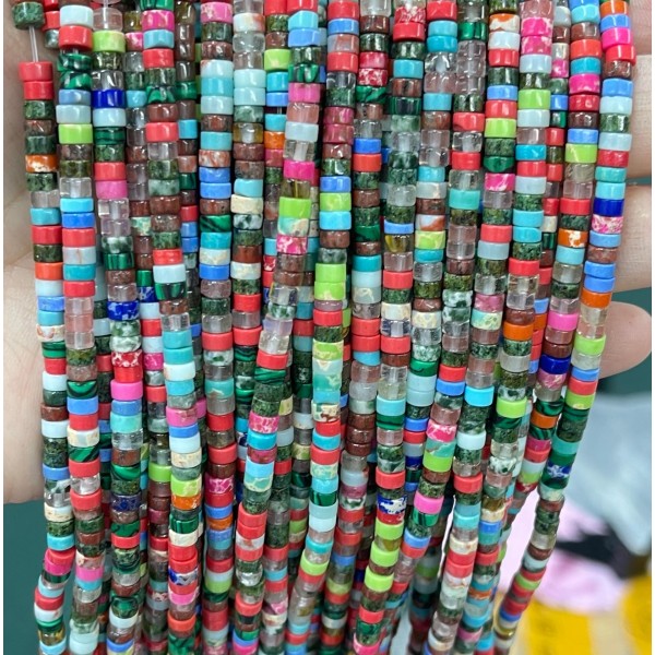 No_2215_Dopamine Mixed Color Stone Disc (heishi) Spacer Beads_4*2mm_(Sold Per Strand)