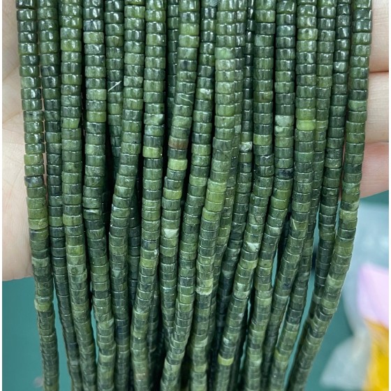 No_2216_Natural Dark Southern Jade Disc (heishi) Spacer Beads_4*2mm_(Sold Per Strand)