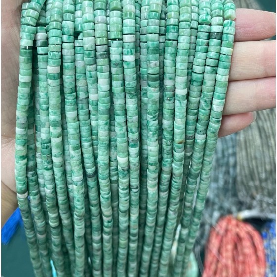 No_2219_Natural Qinghai Jade Disc (heishi) Spacer Beads_4*2mm_(Sold Per Strand)